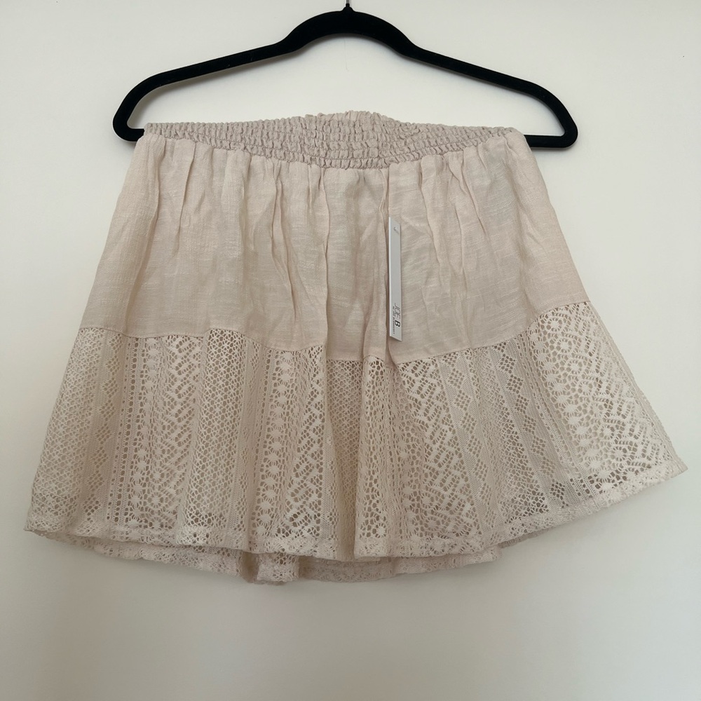Cream Lace Trim Mini Skirt